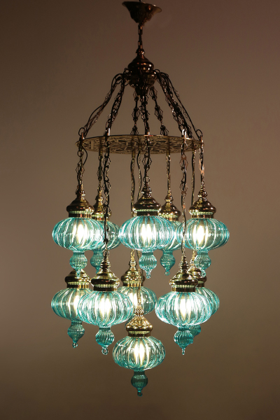 Unique Edition Nickel Design Chandelier with 11 Pyrex Glasses